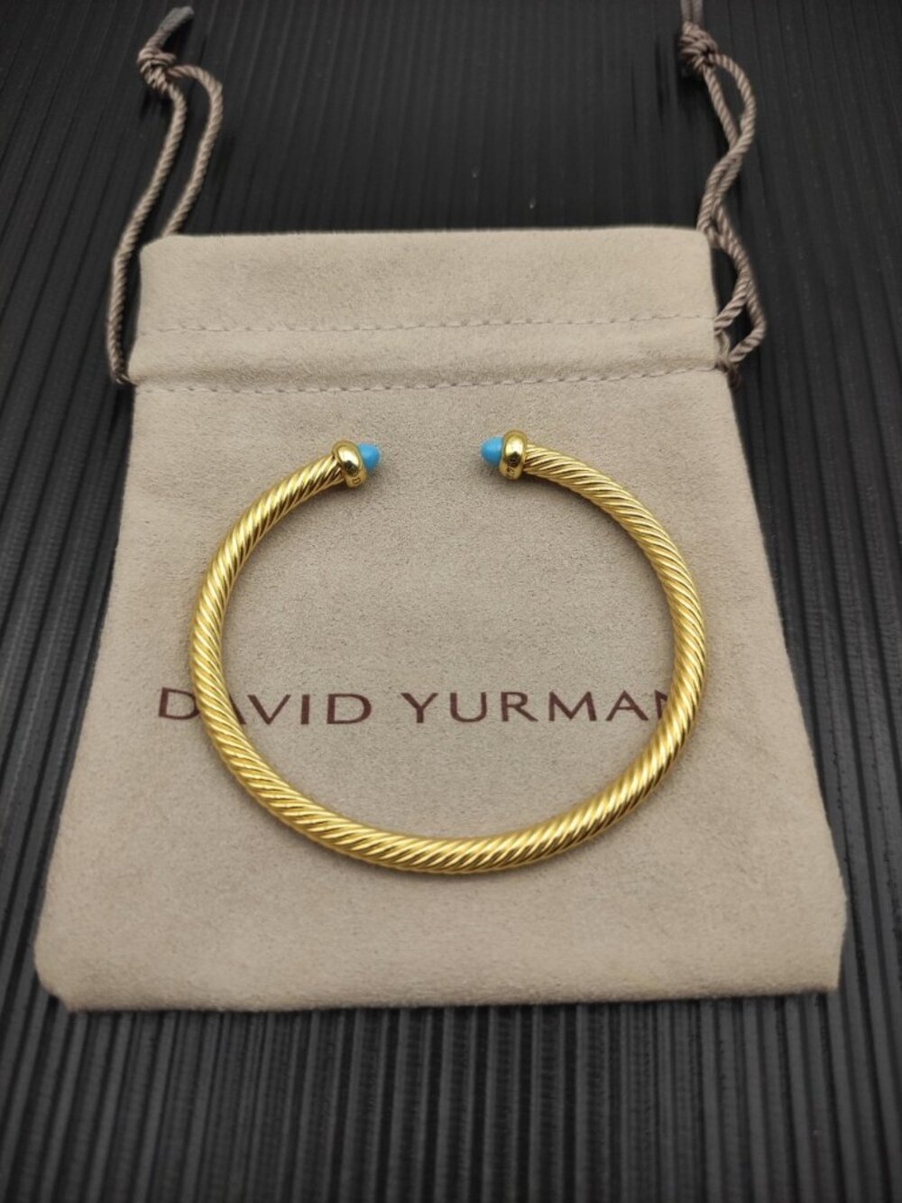 David Yurman 4mm Gold and Turquoise Bracelet